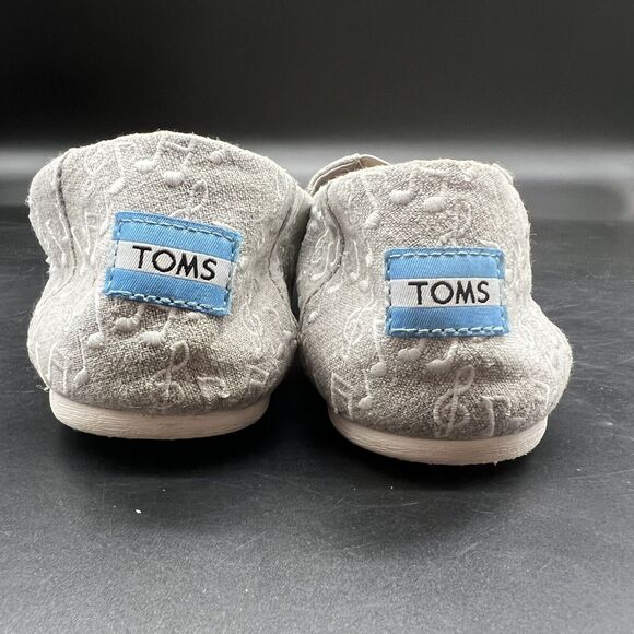 TOMS Musical Notes Canvas Slip-on Shoes Womens Size 9.5 Mocs Music Gray White - Picture 9 of 11